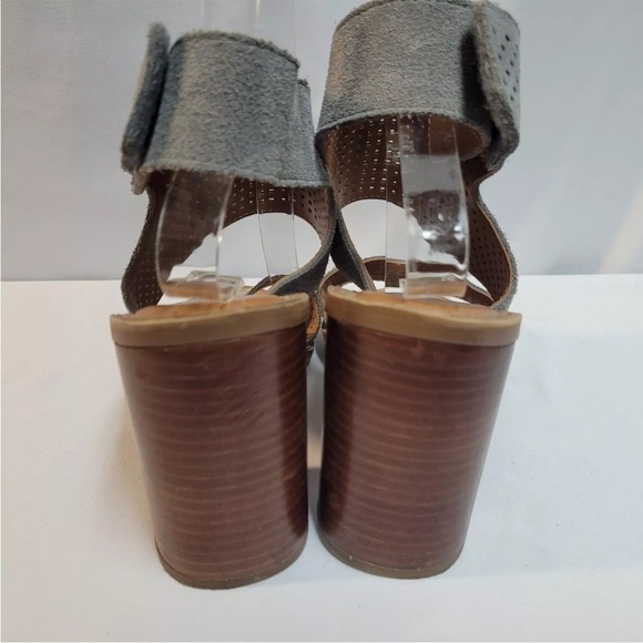 Anthropologie Franco Sarto Gray Delores Leather Heels Open Toe Shoes sz 9.5 - Picture 5 of 5